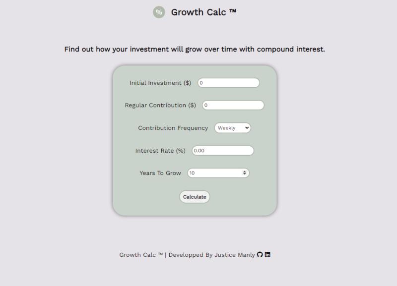 Growth Calc screen grab